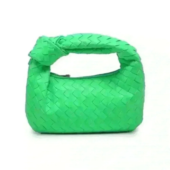 Neon green braided knot clutch bag - Picture 2 of 4